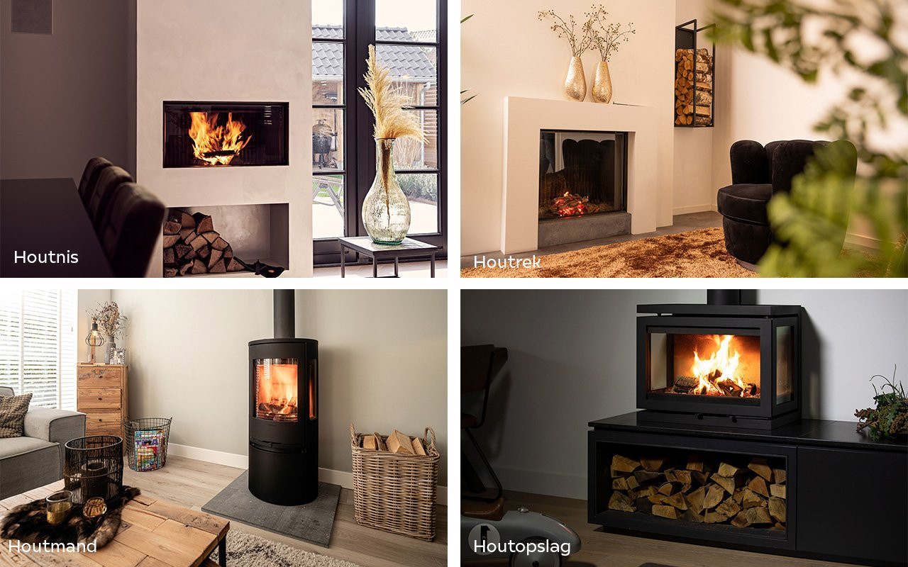 Diverse mogelijkheden voor houtopslag binnen.