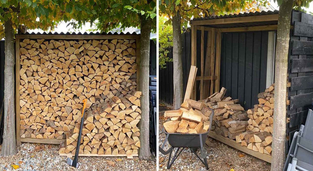 Hoe droog ik haardhout? In een houthok. 