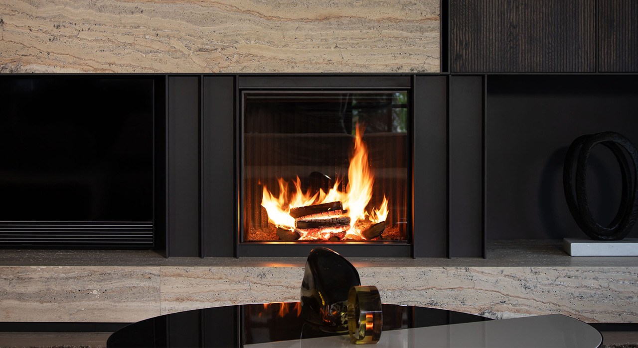 Moderne houtkachel van Harlekijn kachels. 